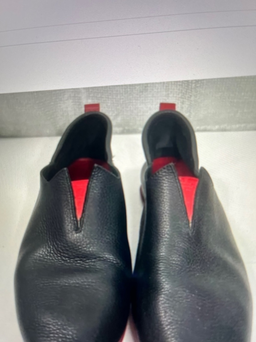 Arche Black Leather Slip-On Flats with Red Accents Size 9 (Originally $375)